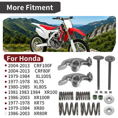 Set of 4 Rocker and Intake Exhaust Valves for Honda CRF80F CRF100F (2004–2023)