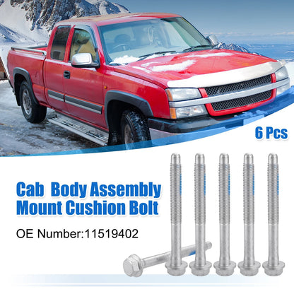 Set of 6 M12x1.75 Car Mount Cushion Bolts No.11519402 for Chevrolet Silverado 1500