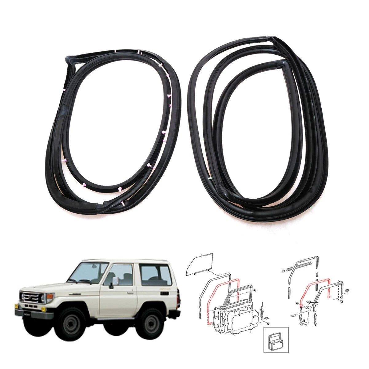 Front Door Weatherstrip Set for Toyota Land Cruiser (GRJ76 HZJ76 KZJ77 LJ79 VDJ79)
