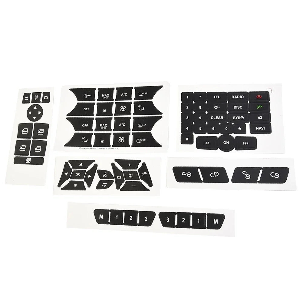 Decal Button Door Steering A/C Window Radio Sticker for Mercedes (2007–2014)