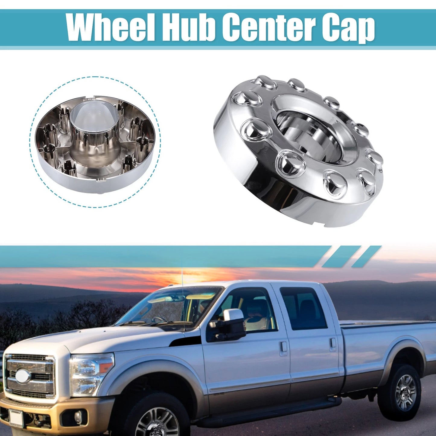 Set of 10 Chrome Front Wheel Center Hub Caps for Ford F450 F350 (2011–2016)