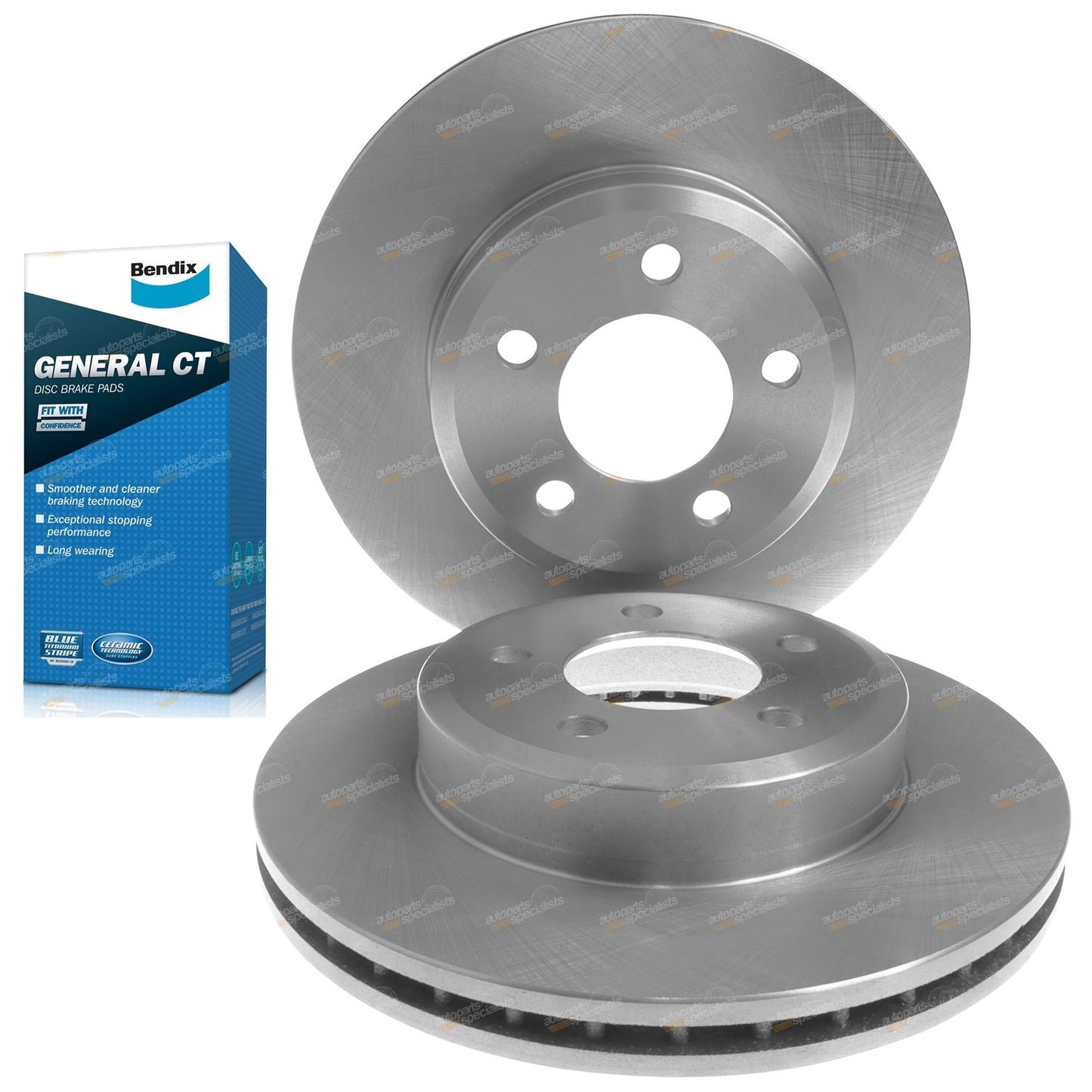 Front Brake Rotors & Bendix GCT Pads for Falcon Fairmont Fairlane (2002–2014)