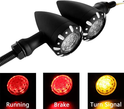 LED Turn Signal Lights for Harley Motorcycle - Black Indicator Lamps