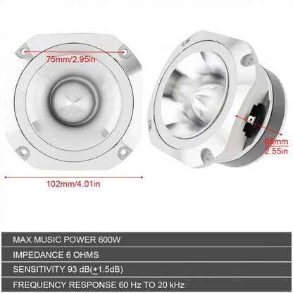 4 Inch 600W 6OHM Universal Aluminum Tweeter for Vehicle Auto Stereo