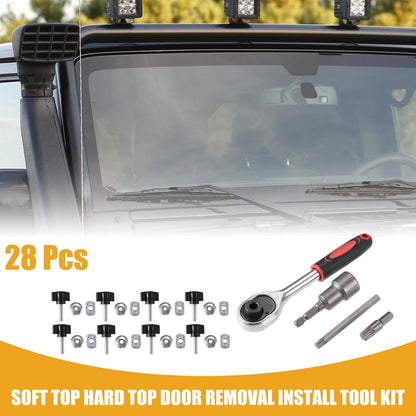 Set of 28 Hard Top Door Removal Bolts for Jeep Wrangler JL JK (2007–2019)