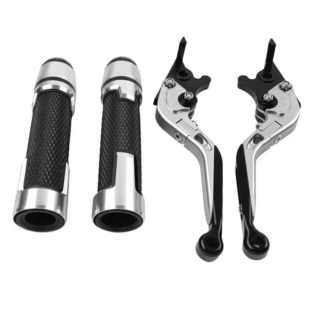 Silver Extendable Brake Clutch Levers Grips Set for Kawasaki ZX14R (2006-2023)