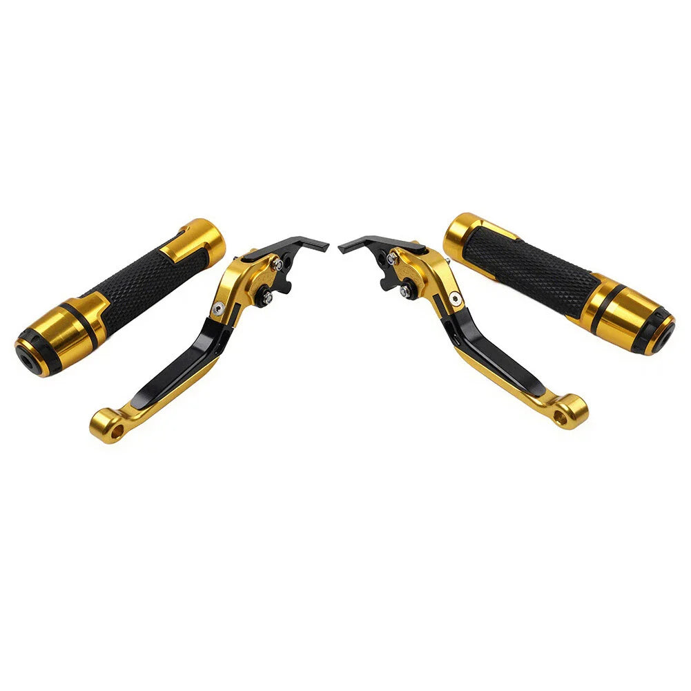 Gold Extendable Brake Clutch Lever Grip Set for Yamaha YZF R1 R6 (2004-2023)