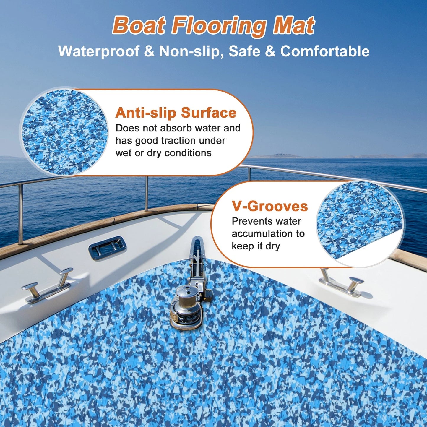 Self-Adhesive Boat Flooring Strip 48" L x 17" W Camo Blue