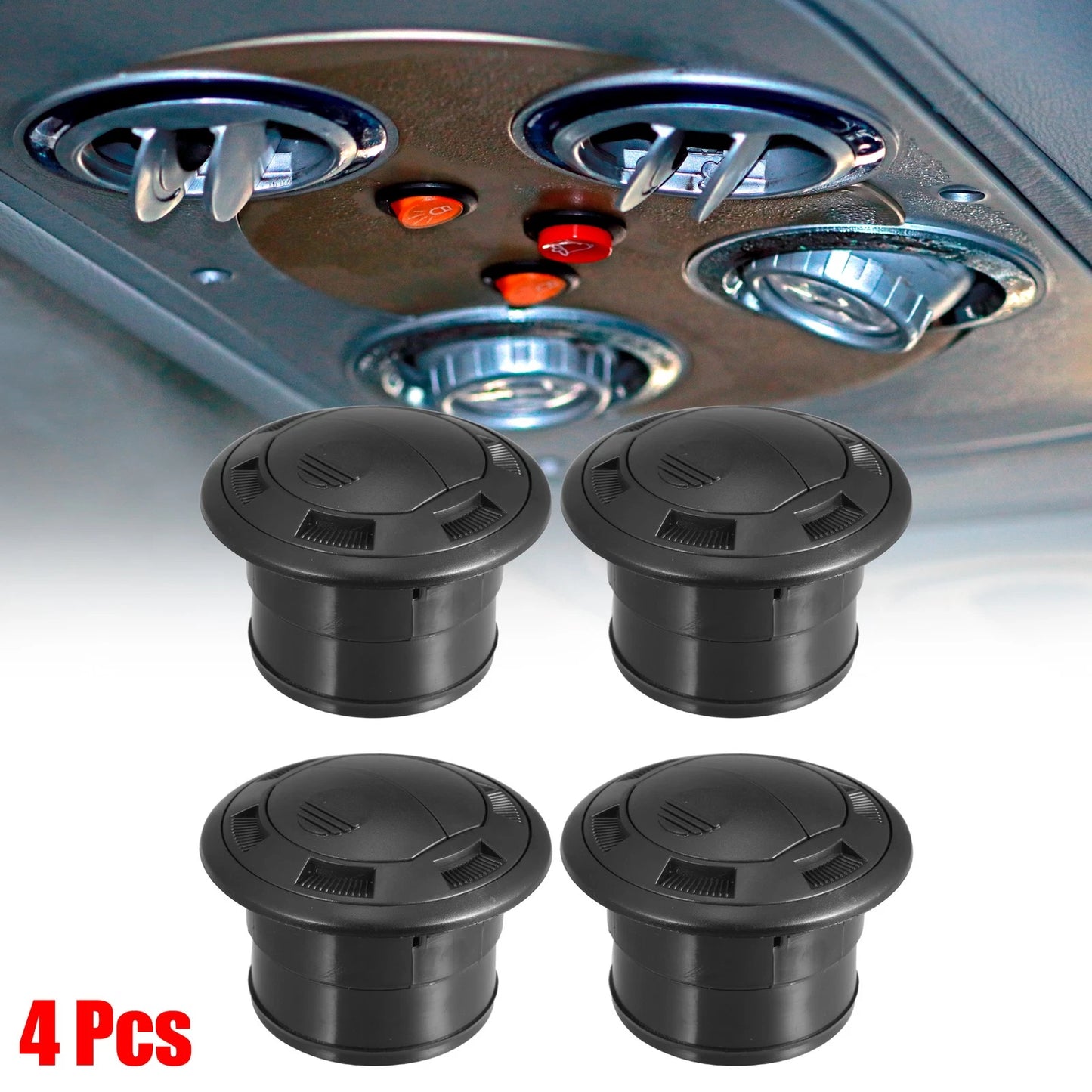 Set of 4 72mm Round AC Air Outlet Vent Louvers for RV Boat Yacht