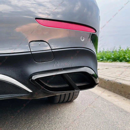 Gloss Black Rear Exhaust Tip Cover for Mercedes E-Class AMG-Line Sedan