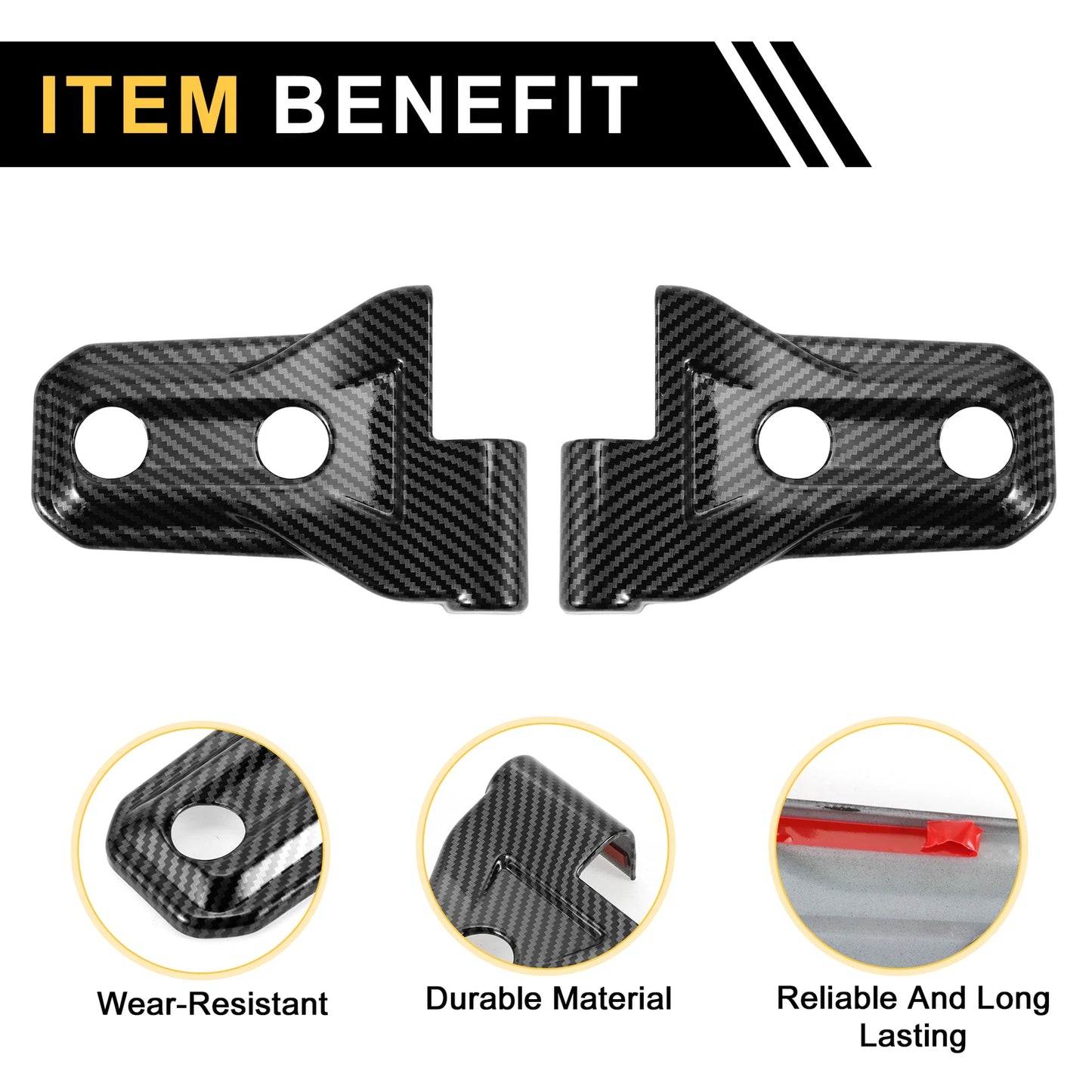 Door Handle Hinge Cover Trim for Jeep Wrangler JL (2018–2023) Carbon Fiber