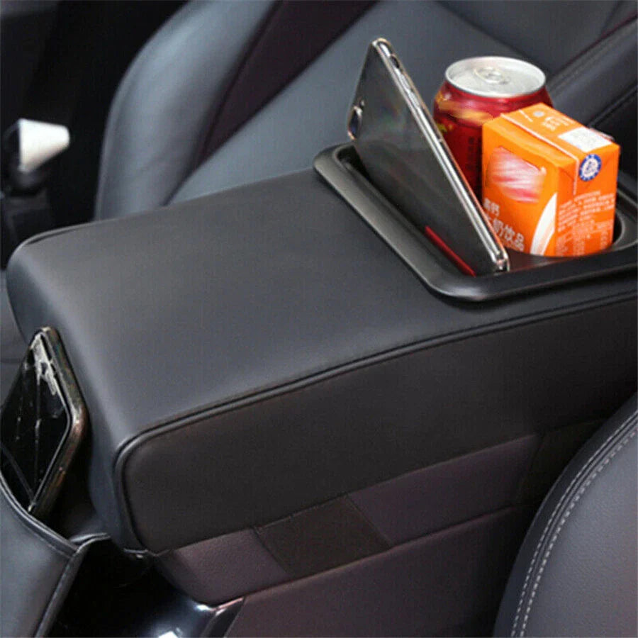 PU Leather Armrest Center Console Box for Car - Black (AU)