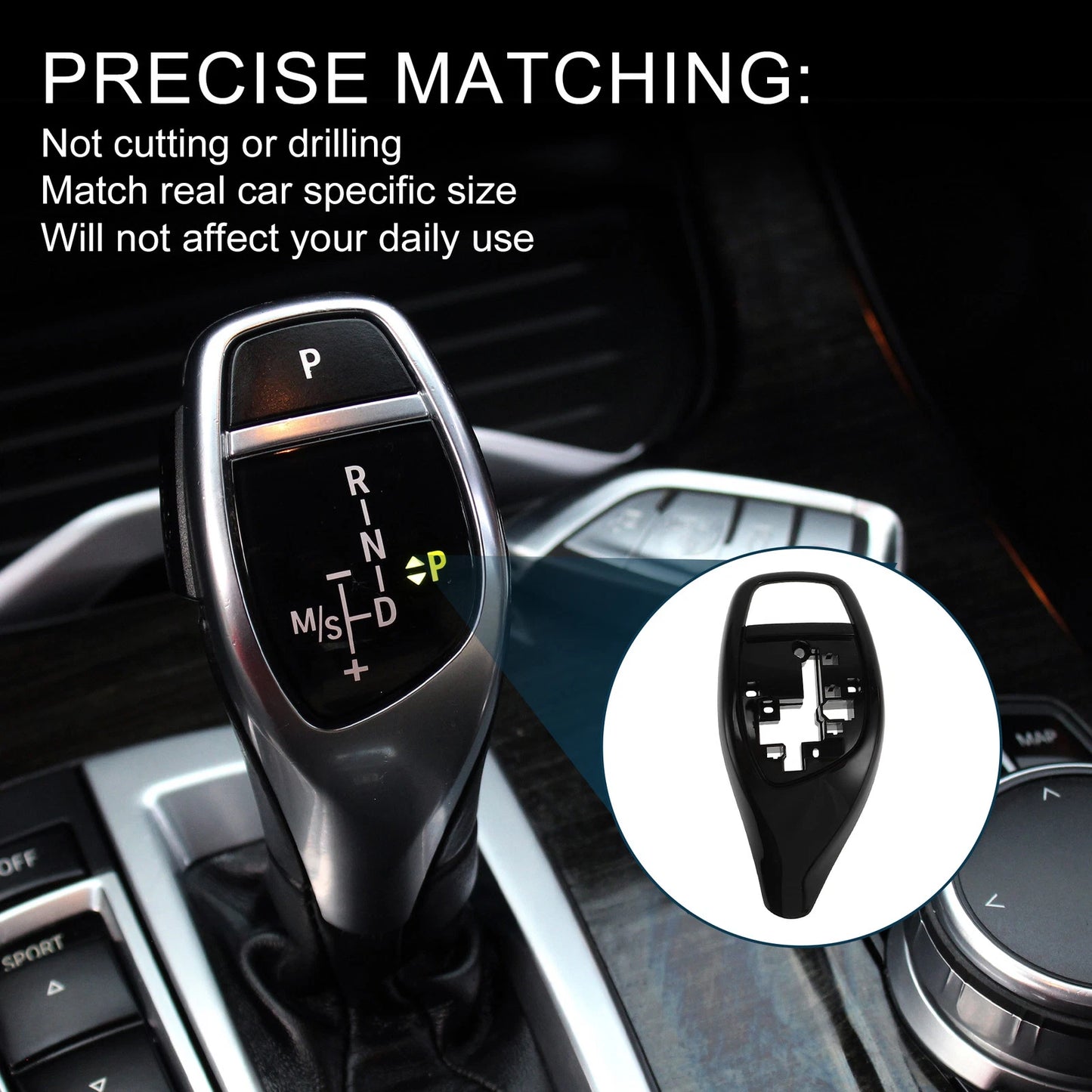 Set of 1 Gear Shift Knob Button Cover for BMW 1 Series F20 F21 F22 Black