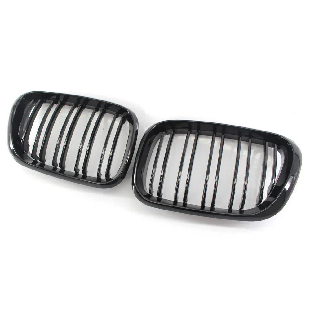 Gloss Black Dual Slat Bumper Grille Kidney Grill for BMW X5 (2000–2006)