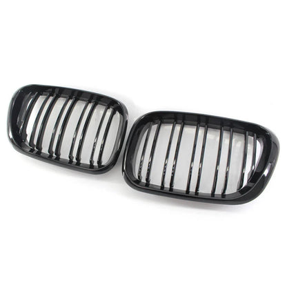 Gloss Black Dual Slat Bumper Grille Kidney Grill for BMW X5 (2000–2006)
