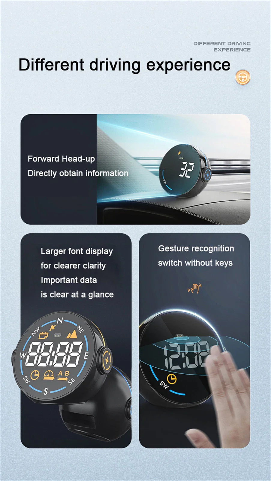USB Car Dash HUD Speedometer Display Speed Alarm for Universal Models