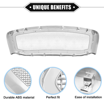 Front Grille Assembly for Dodge Ram 3500 2006-2009 Chrome Silver Tone