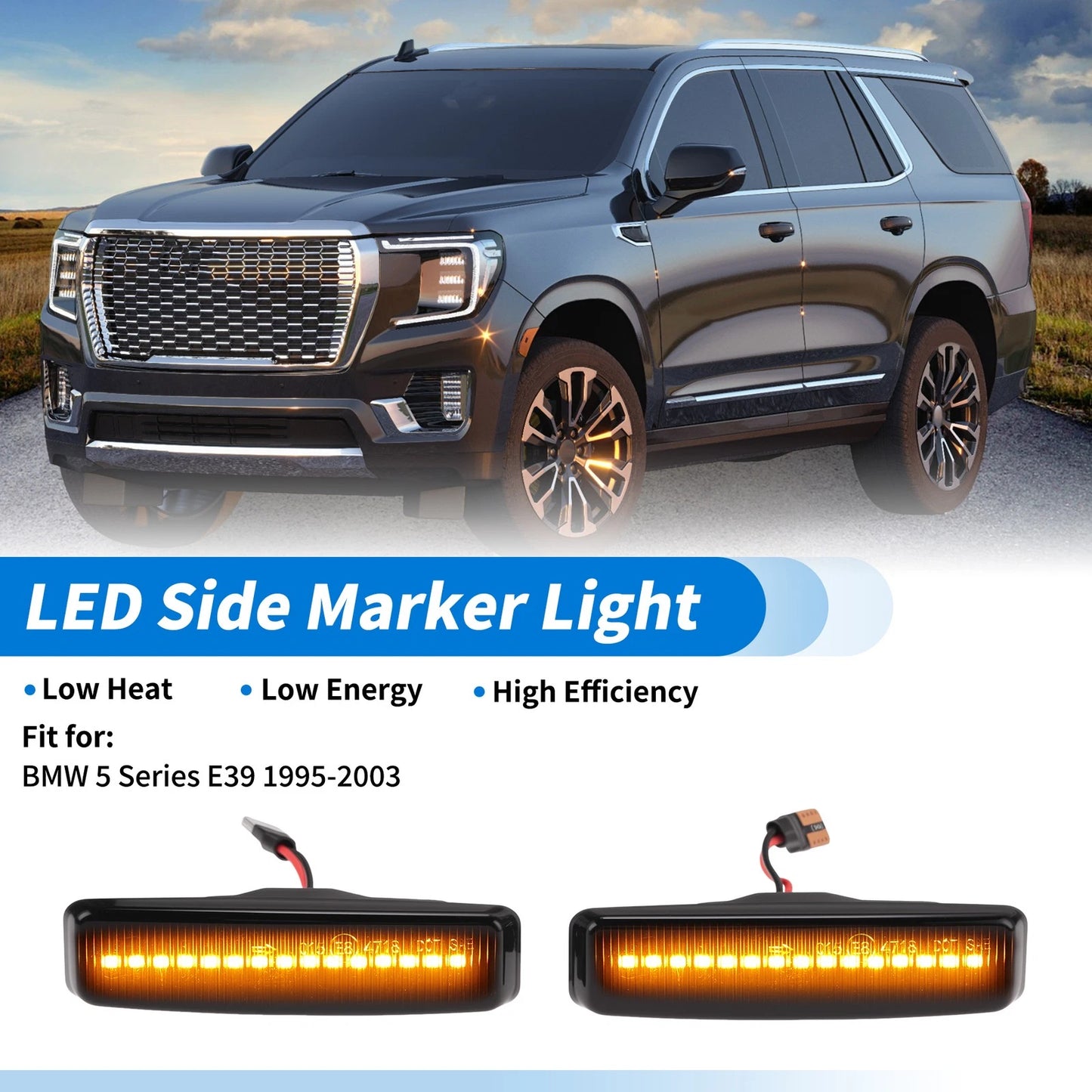 2X LED Side Fender Marker Light for BMW 5 Series E39 (1995–2003) Yellow