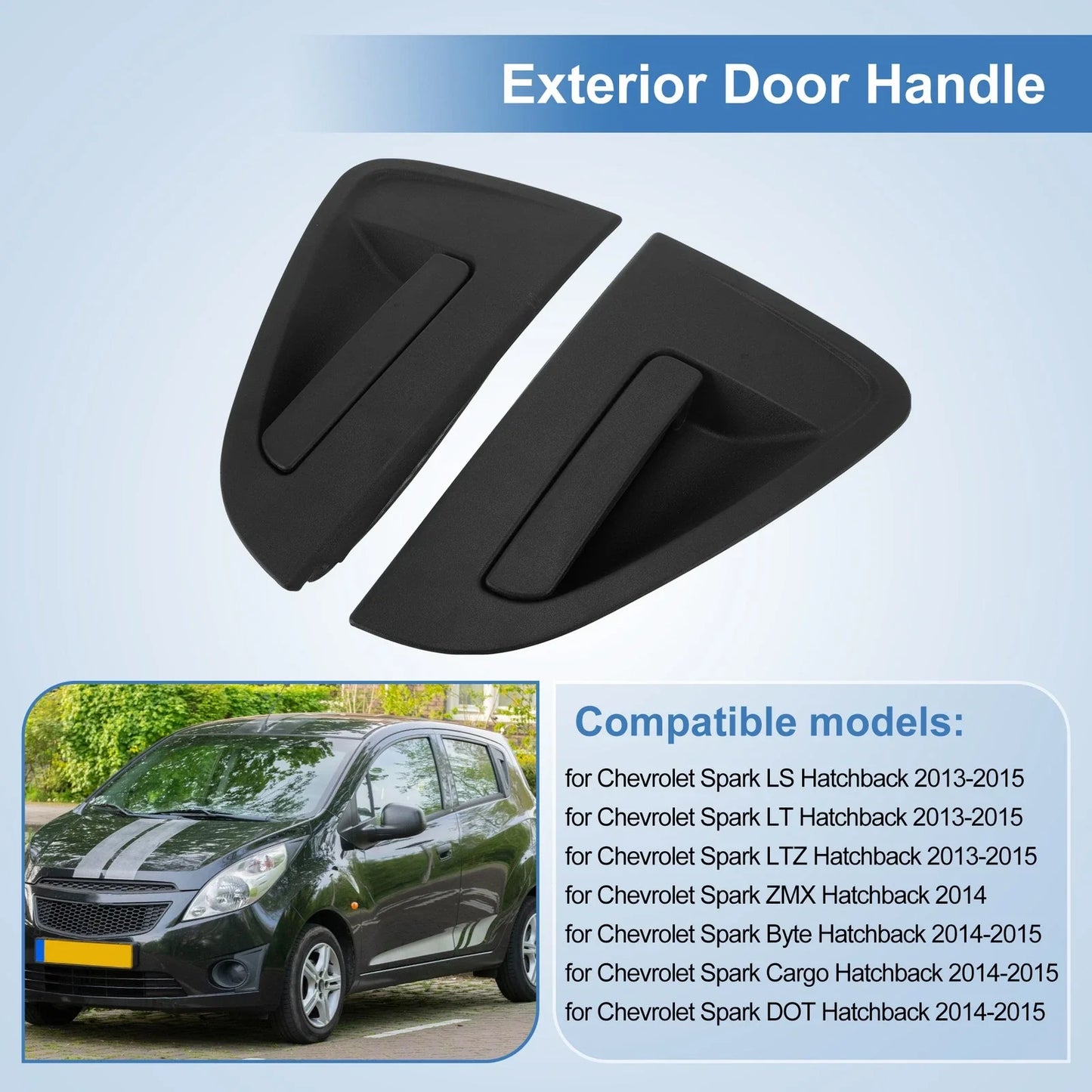 2 x Rear Door Handle Set for Chevrolet Spark (2013-2015)