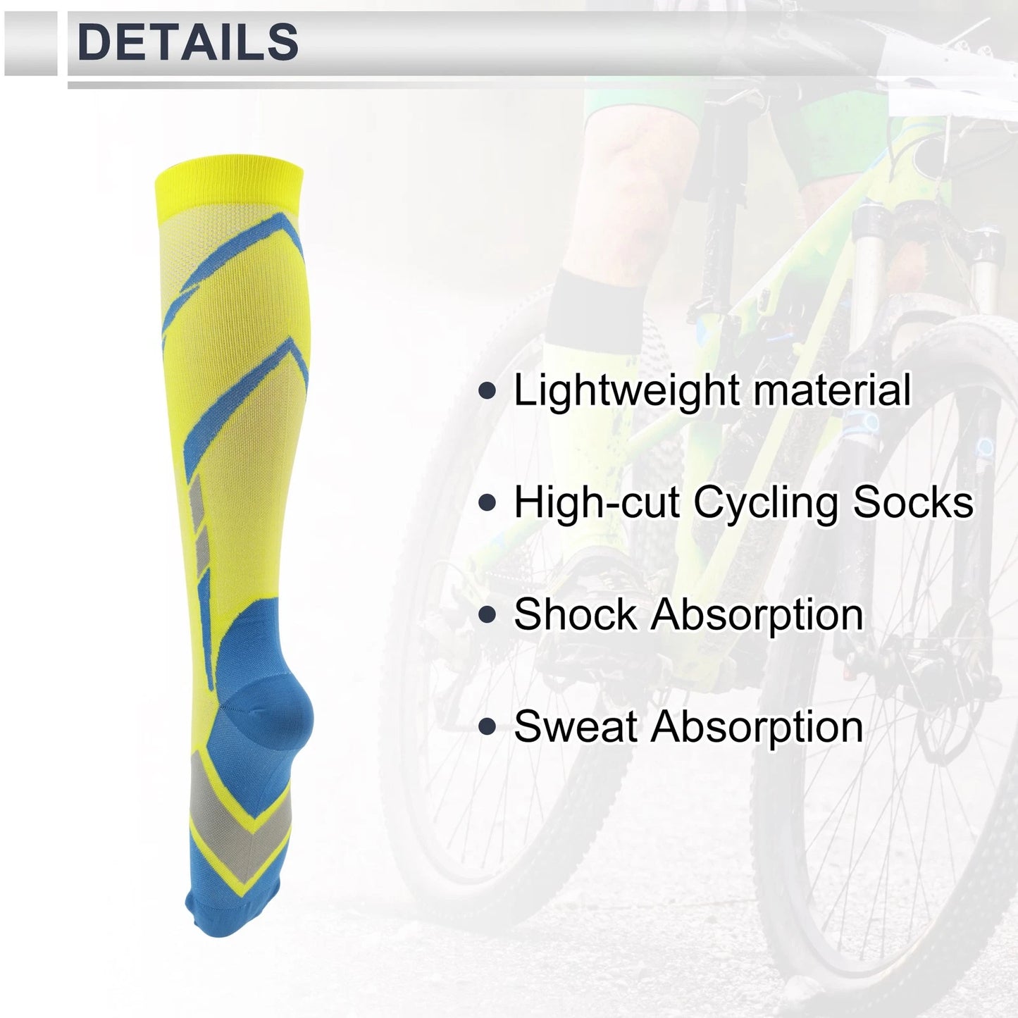 Cycling Socks Shock Absorption Size M High-cut Yellow Blue