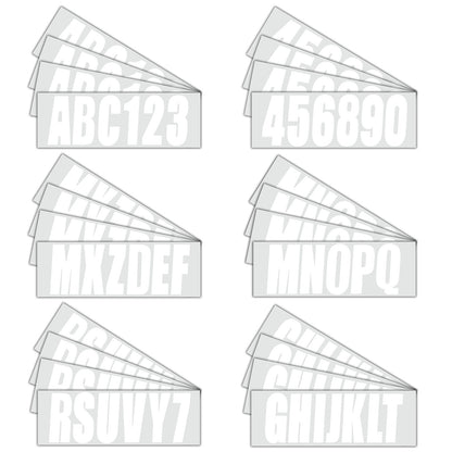 Set of 4 Marine Boat White Sticker Decals A-Z & 0-9 Numbers