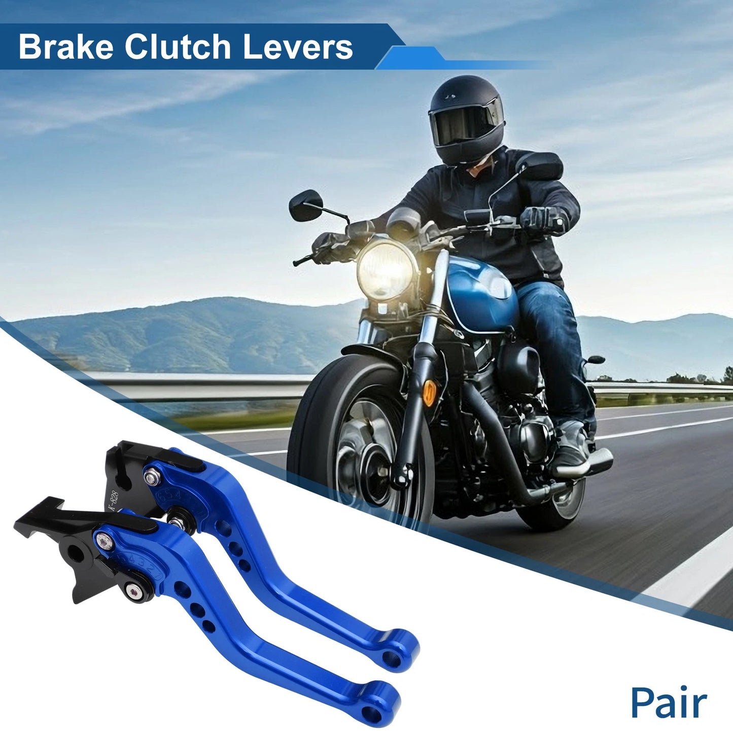 Adjustable Short Brake Clutch Lever Set for Kawasaki ZX-9R (2000–2003) Blue