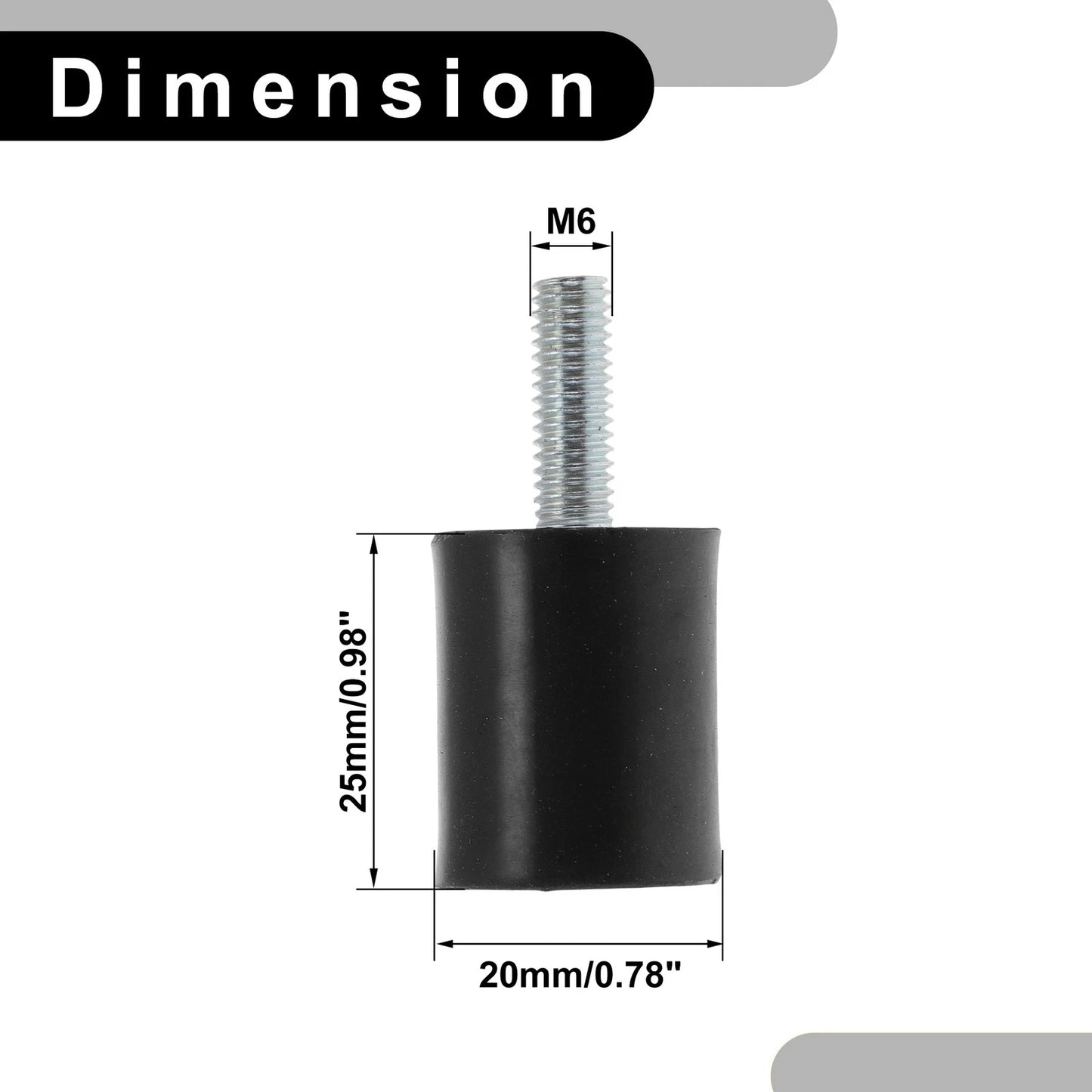 Set of 4 M6 Rubber Metal Vibration Isolator Mounts for Shock Absorber