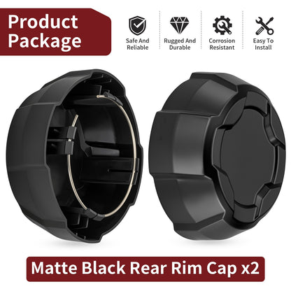2X Rear Matte Black Rim Cap for Polaris Ranger Crew SP 570 (2022–2025)