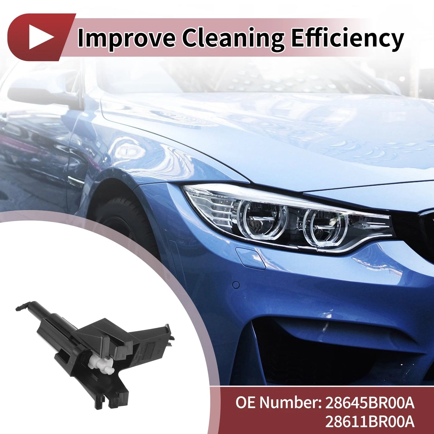 Front Passenger Side Headlight Washer Nozzle for Nissan Qashqai (2007–2013) No.28645BR00A