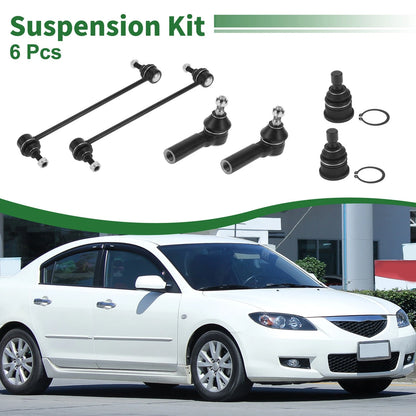 6pcs Front Suspension Kit Outer Tie Rod End Sway Bar Link for Mazda Tribute (2001–2007)