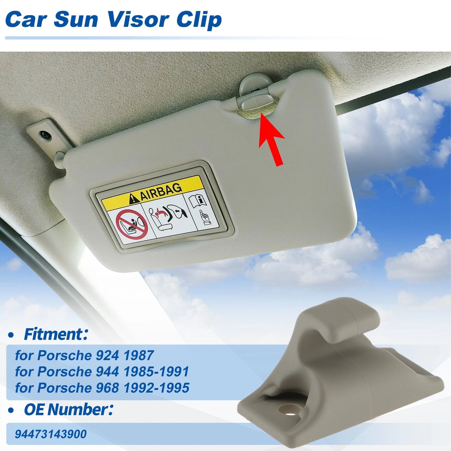 Sun Visor Clip for Porsche 924 1987 (94473143900) Beige Gray