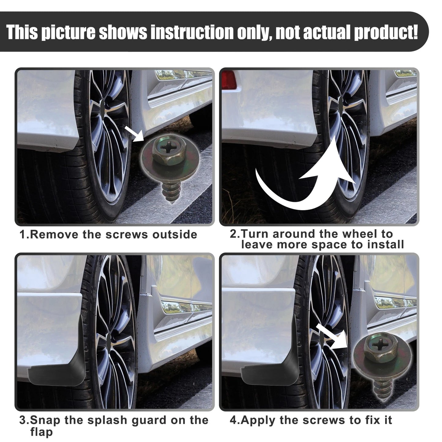 Set of 4 Mud Flaps Splash Guards for Ford Edge SE (2019–2022)