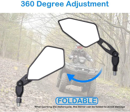 Adjustable Motorcycle Handlebar Rearview Mirrors 10mm Thread Black