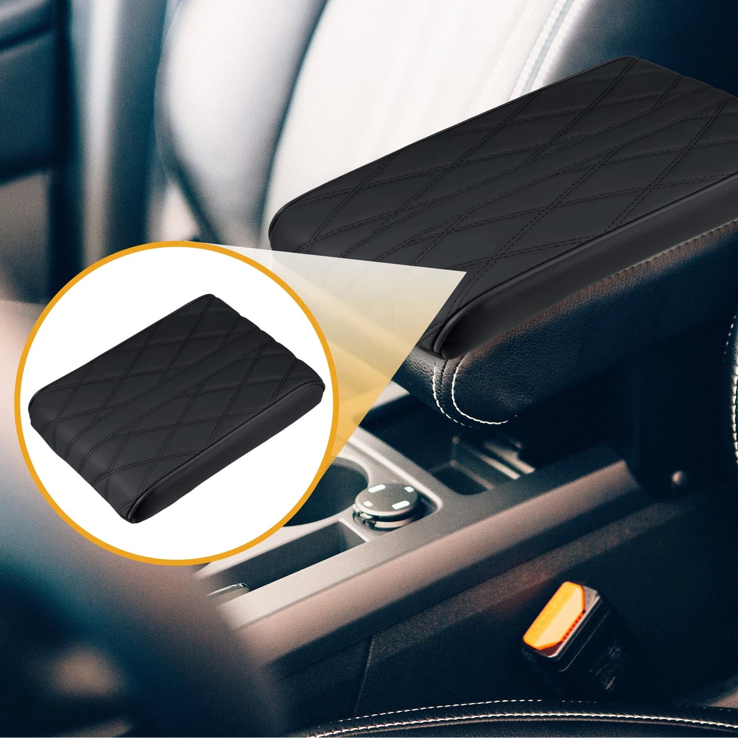 Universal Car Armrest Box Pad Booster Pad Black (12.20"x8.27"x1.97")