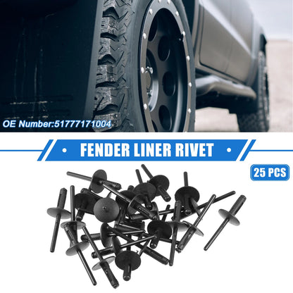 25 Pcs Fender Liner Rivet for BMW X1 (2013–2023) Plastic Black