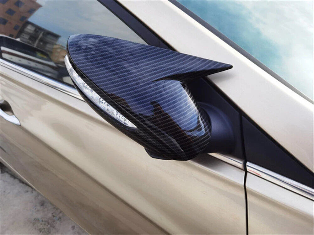 2 x Carbon Fiber OX Horn Side View Mirror Trim for Hyundai Sonata (2011–2014)