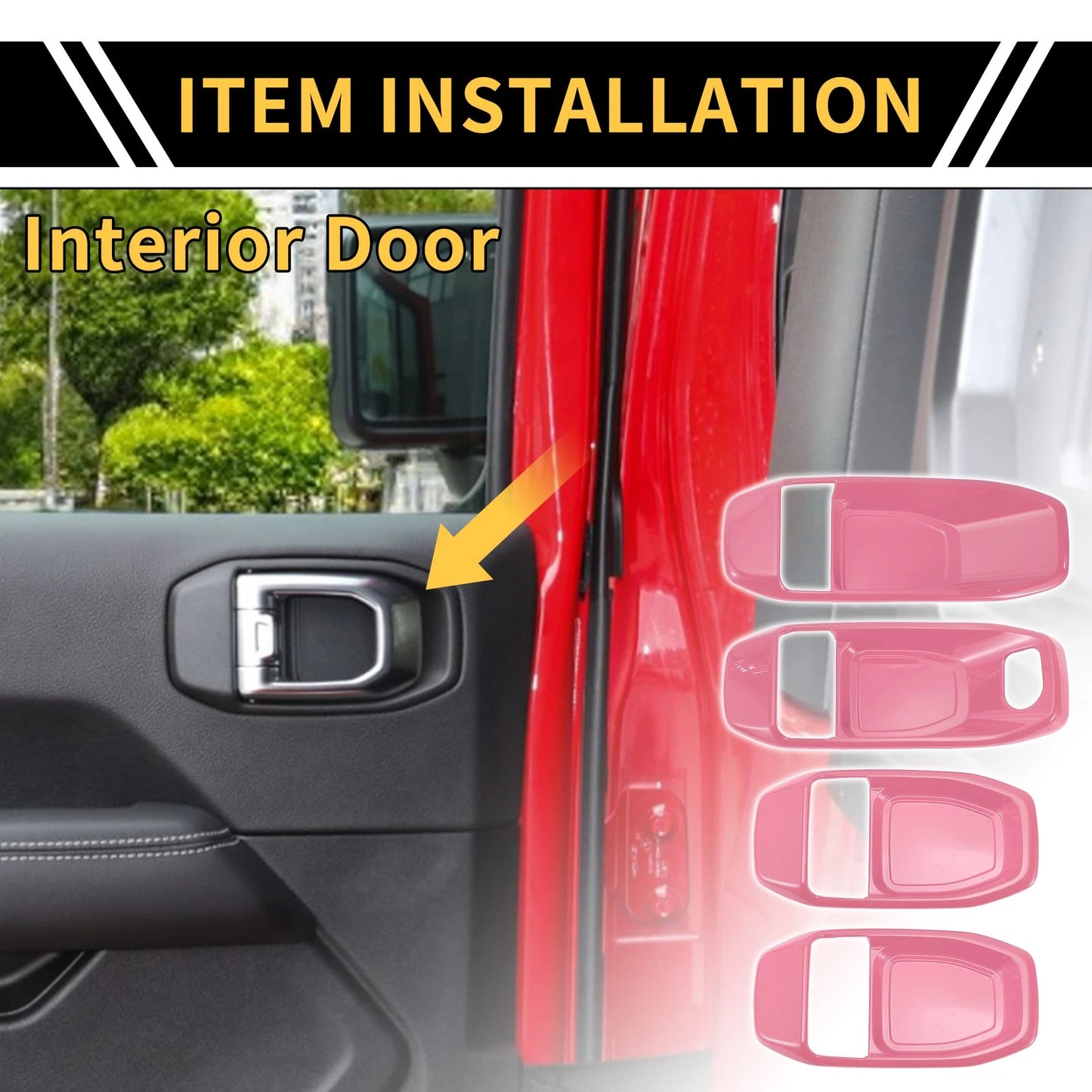 Set of 4 Interior Door Handle Bowl Cover Trims for Jeep Wrangler JL (2018–2023)