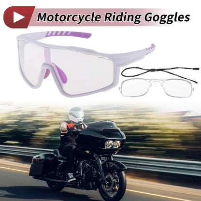 Motorcycle Riding Goggles for Universal Fit (UV400, Light Purple Lens)