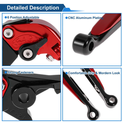 Short Long Brake Clutch Lever for Kawasaki Versys 650 (2006–2023) Red Black