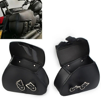Black PU Leather Saddle Bags for Harley Sportster Dyna (2004-2023)