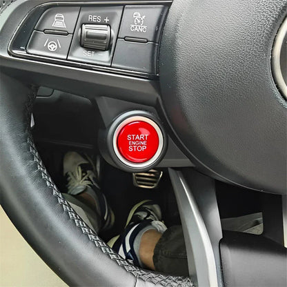 Red Engine Start Stop Switch Button Trim for Alfa Romeo Giulia Stelvio
