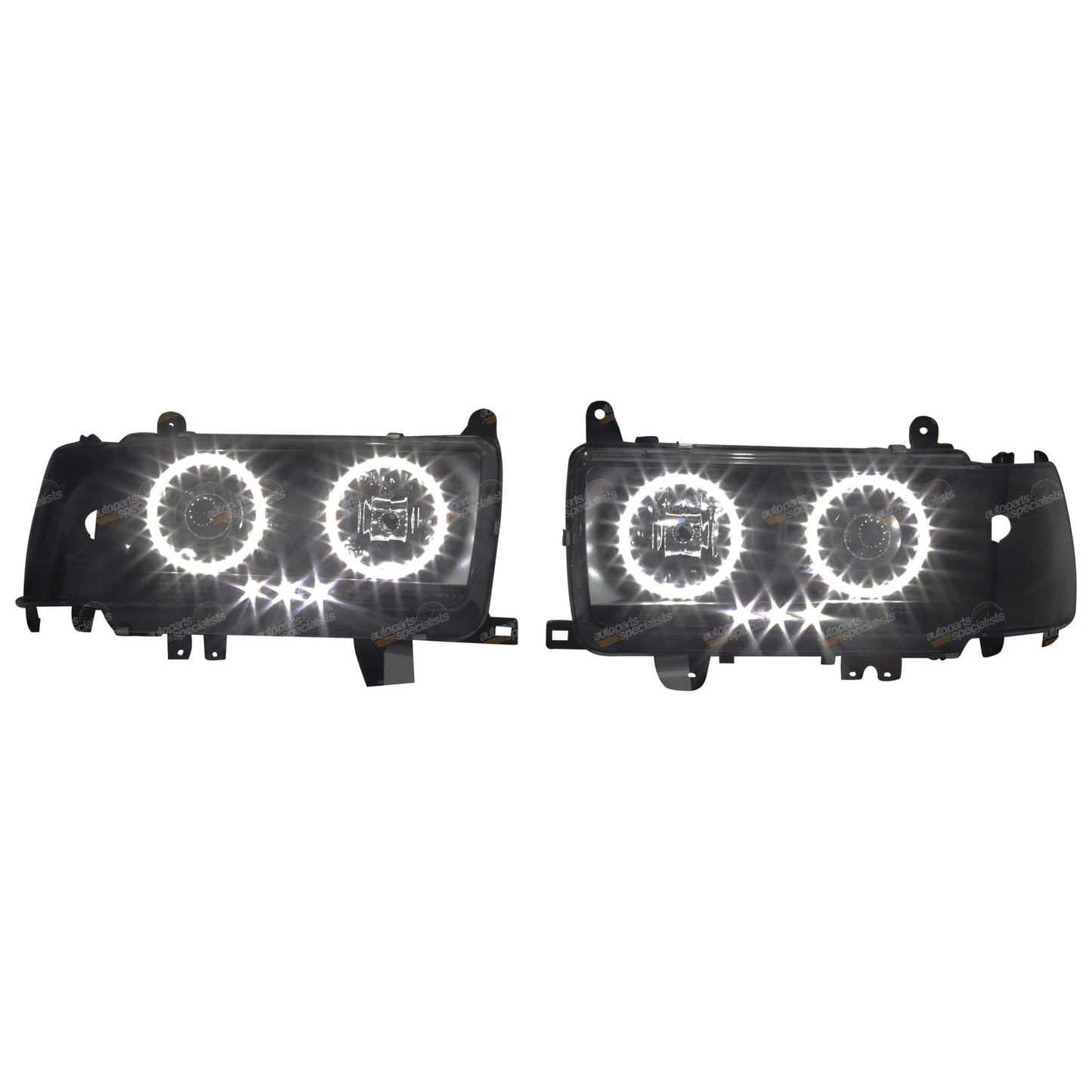 Black Halo Projector Headlights with LED for Landcruiser HZJ80R HDJ80R (1990–1998)