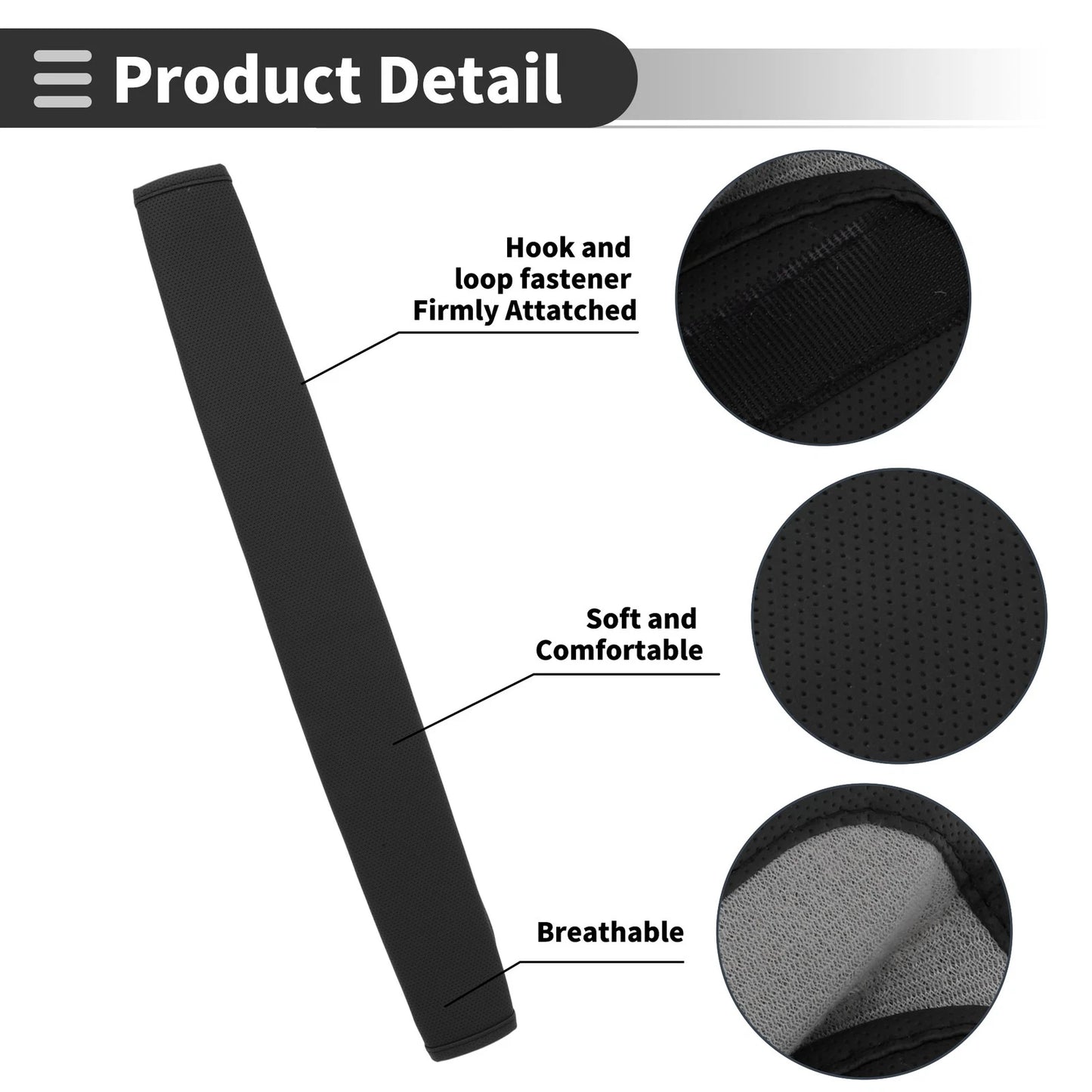 Black Seat Belt Cover Pad for Universal Fit (19.69 Inch)