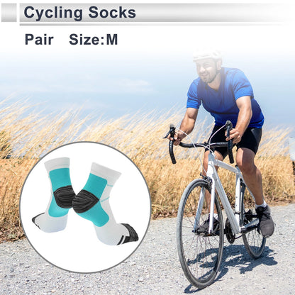 Cycling Socks Anti-Friction Shock Absorption Size M Low-Cut Blue White
