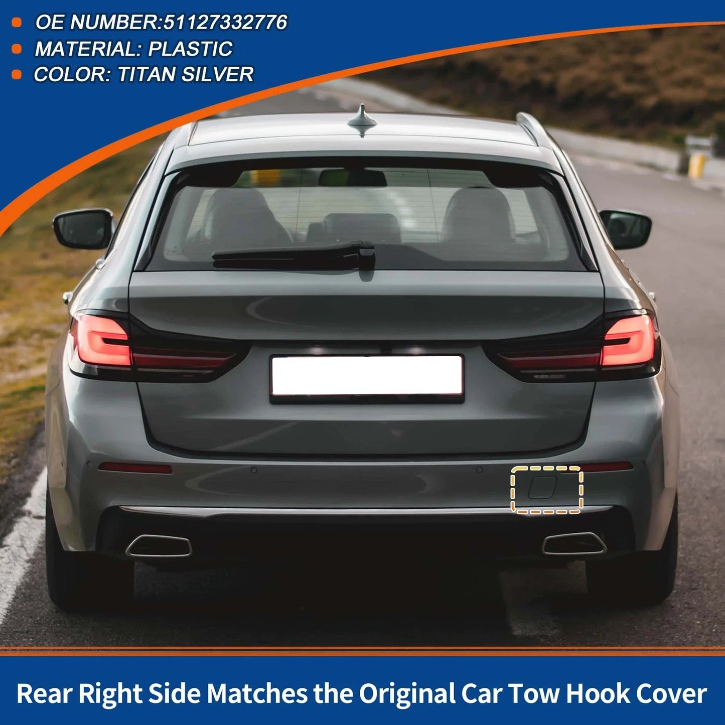 Rear Tow Hook Cover for BMW 5-Series F10 (2010-2017) Titan Silver