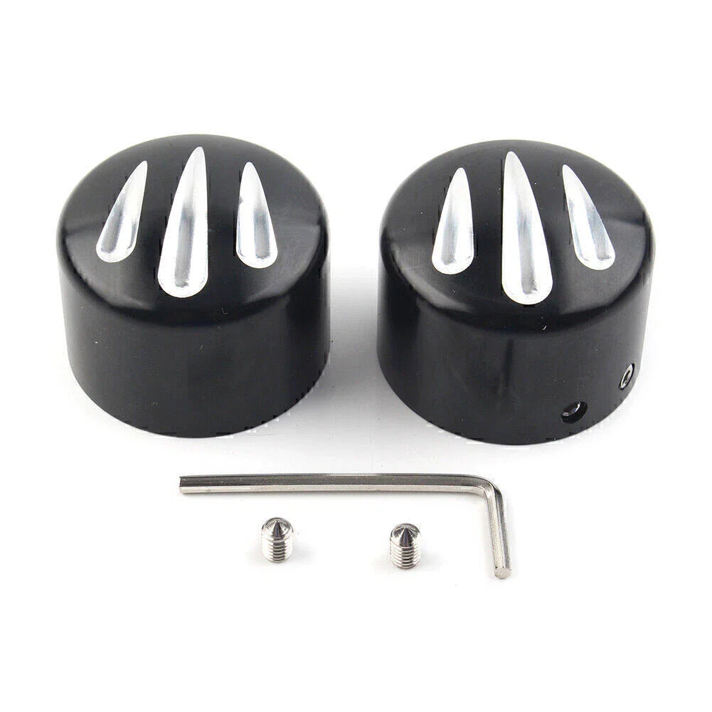 Black  Front Cut Axle Nut Cap Covers for Harley Softail Touring