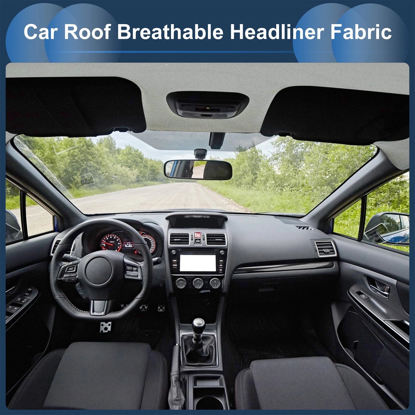 Headliner Fabric 90.16"x59.84" Foam Backing for Car Roof Repair (Light Gray)