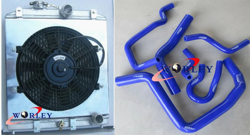 Radiator Shroud Fan + Red Hose for Honda Civic CRX (1992–2000)