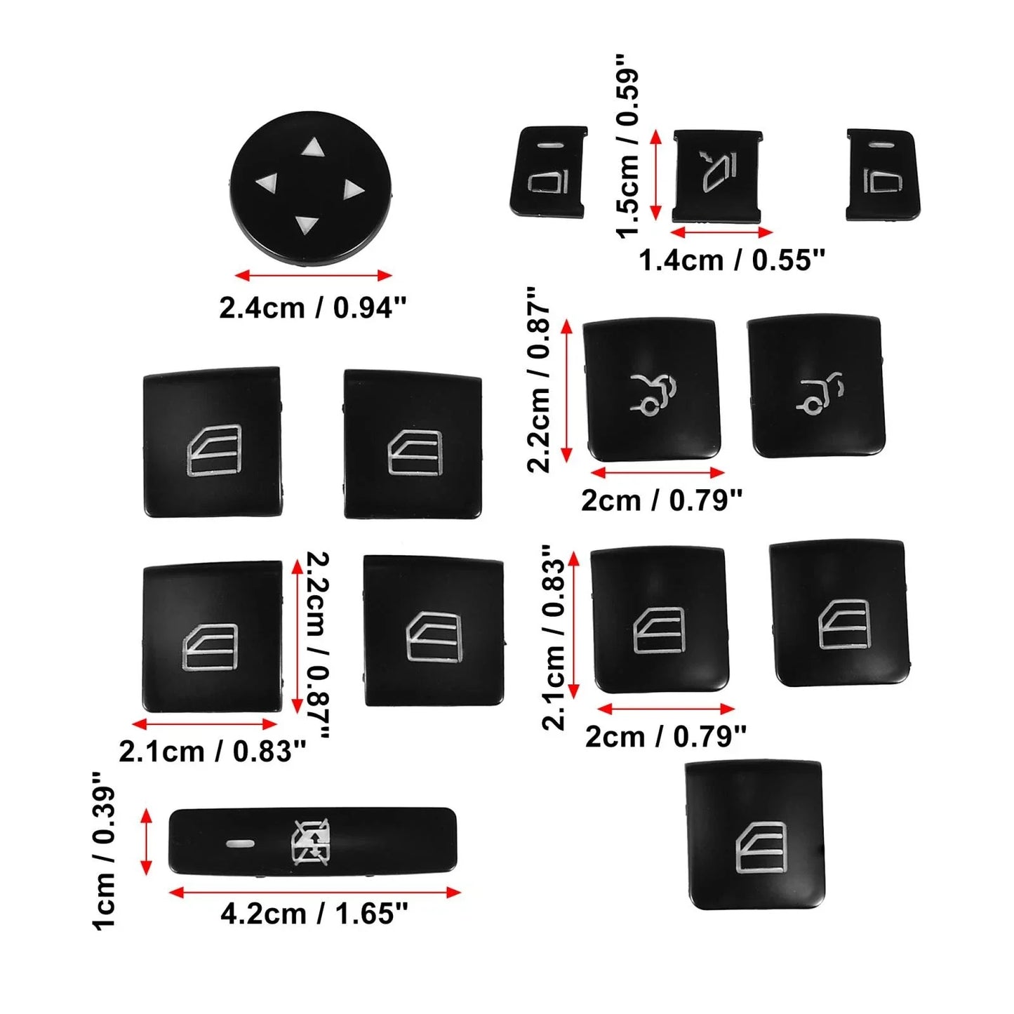 Car Front Door Armrest Window Switch Button Covers Set for Mercedes-Benz