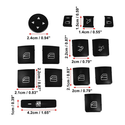 Car Front Door Armrest Window Switch Button Covers Set for Mercedes-Benz